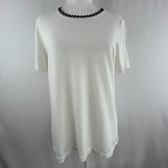 Karl Lagerfeld Paris minimalist white knit super soft top - Medium - Picture 3 of 8